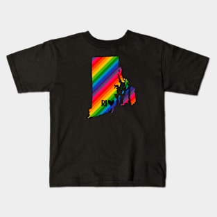 USA States: Rhode Island (rainbow) Kids T-Shirt